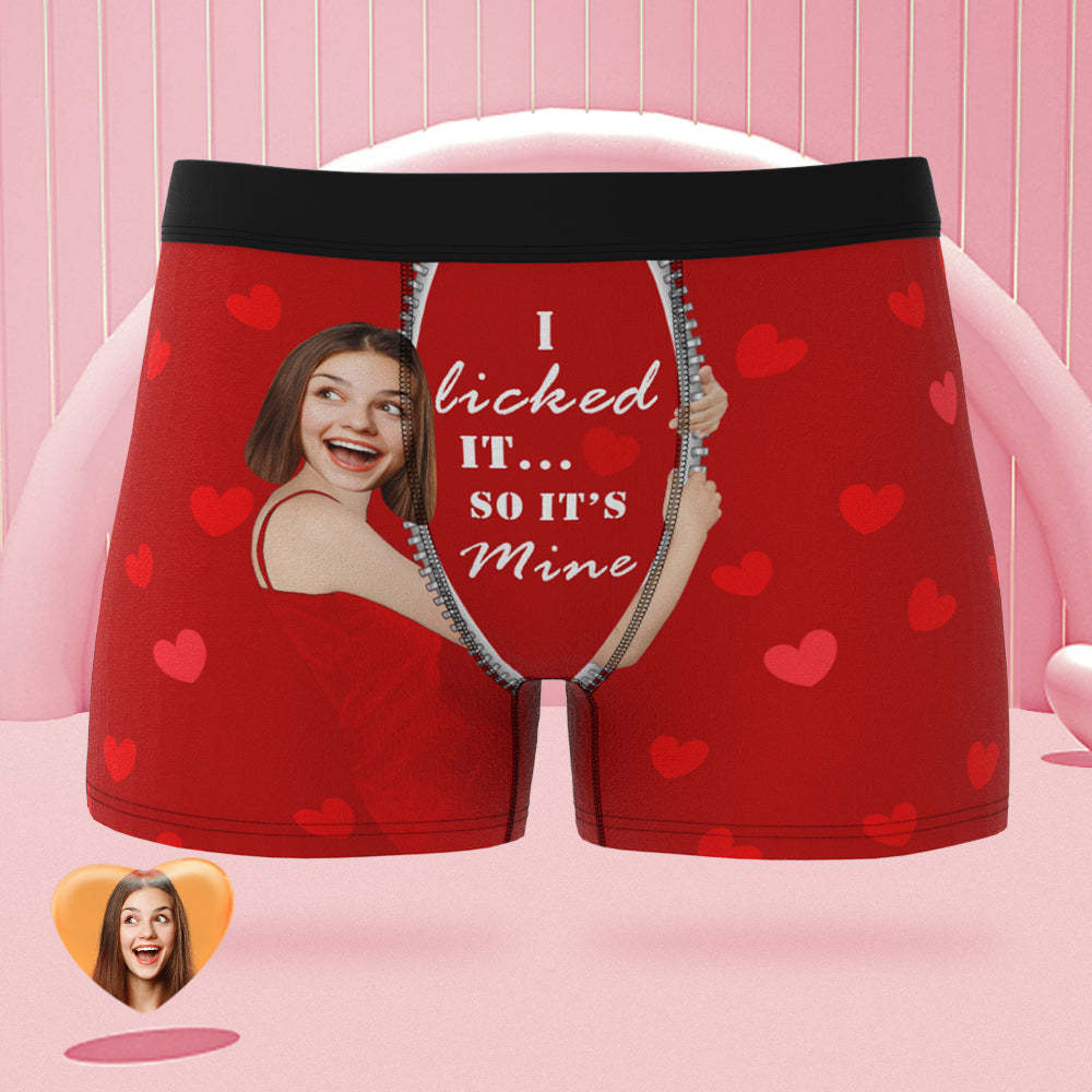 Custom Girlfriend Face Boxer Briefs I Licked It Personalised Naughty Valentine's Day Gift for Him - FaceBoxerUK