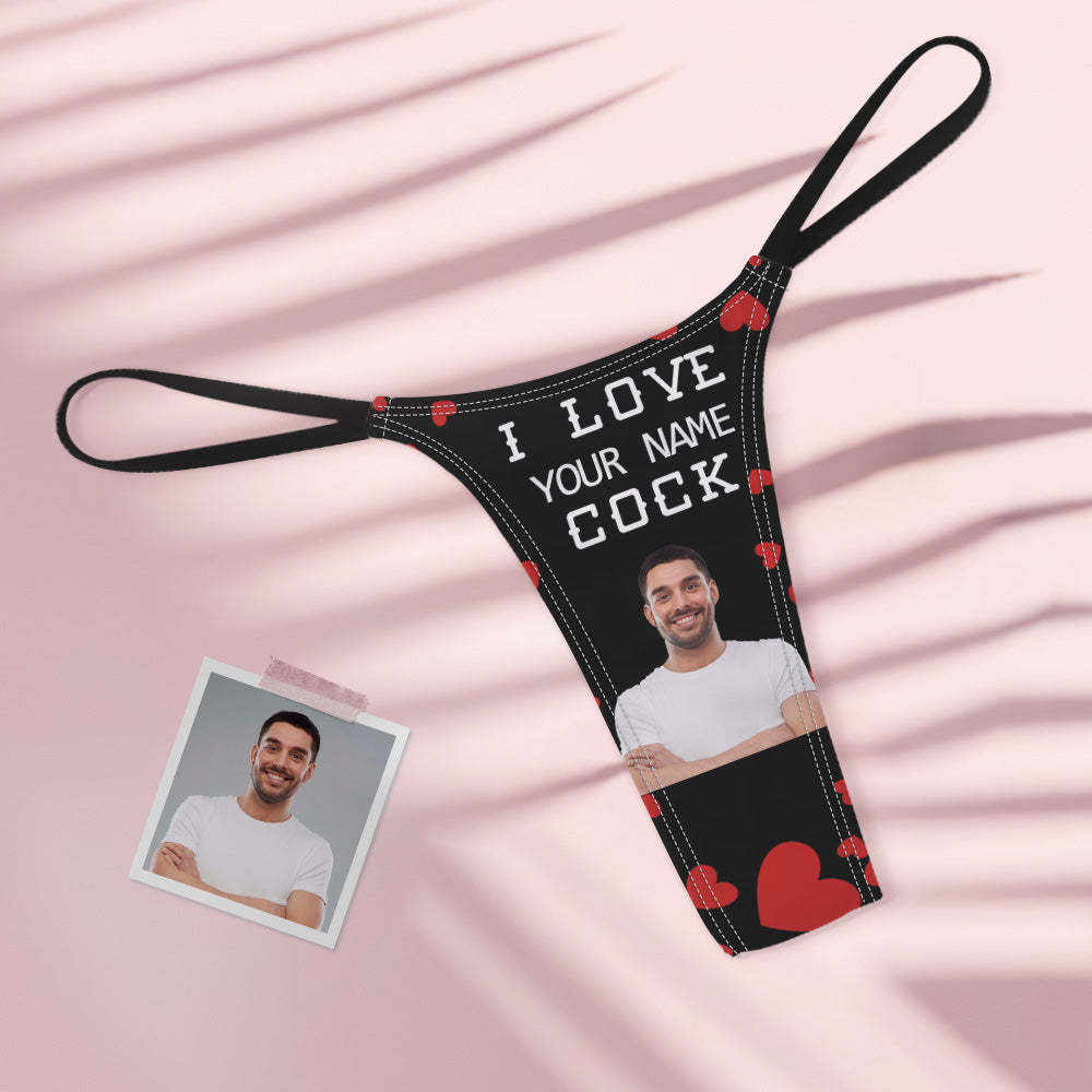 Custom Face Women's Colorful Tanga Thong Valentine's Day Gift I Love Your Cock - FaceBoxerUK