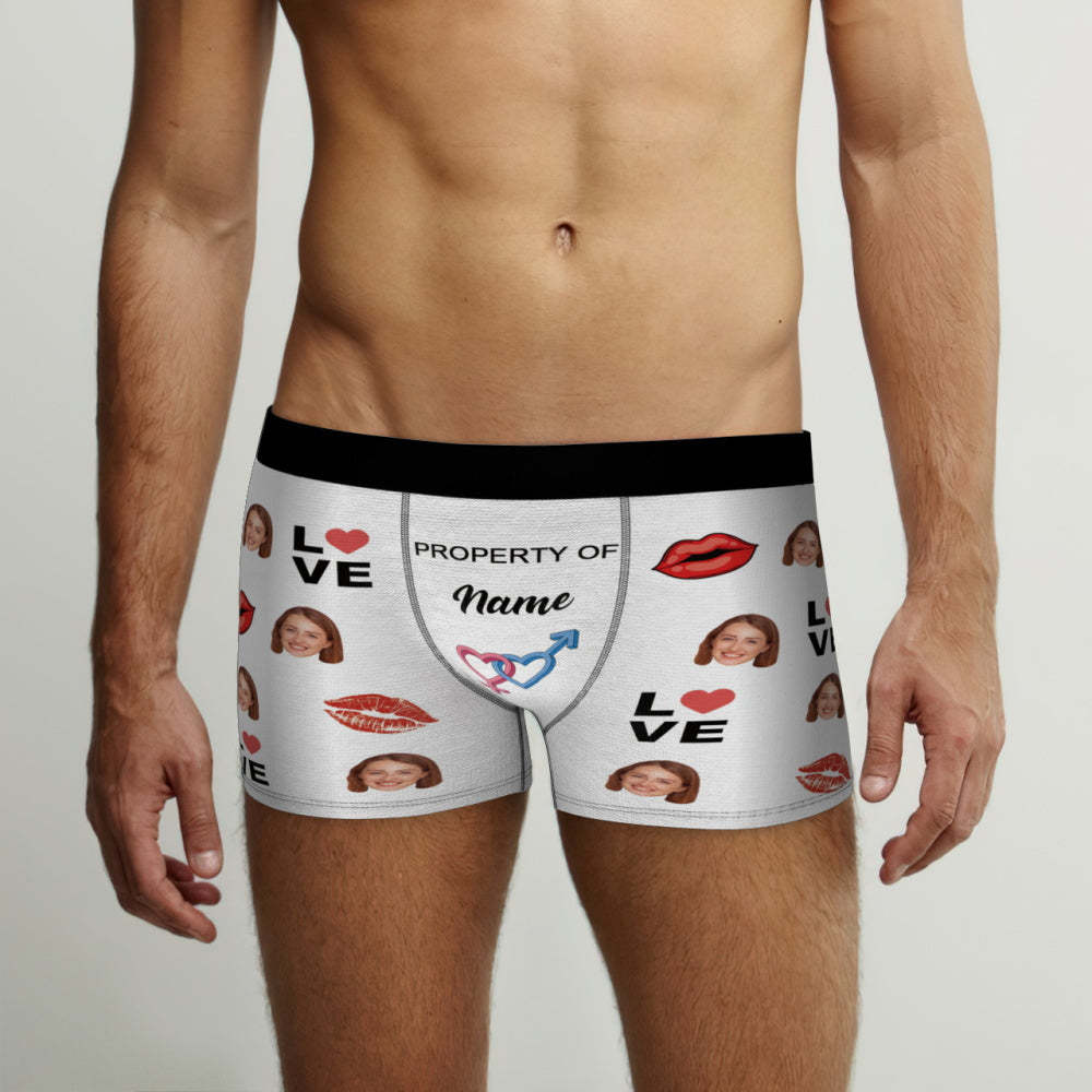 Custom Face Boxer Briefs Property of Name Personalised Naughty Gift for Him - FaceBoxerUK