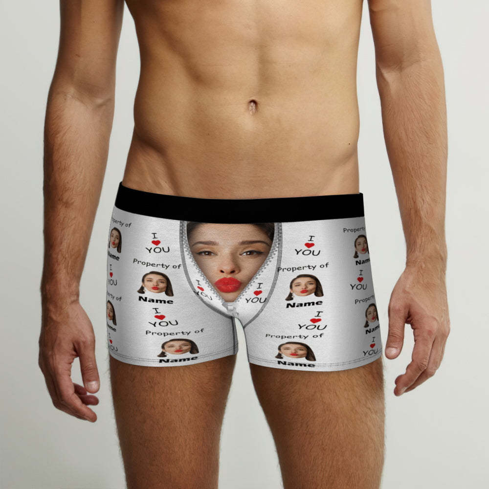 Customized Boxer Briefs I Love You Property of Name Men's Personalised Underwear Funny Gift - FaceBoxerUK