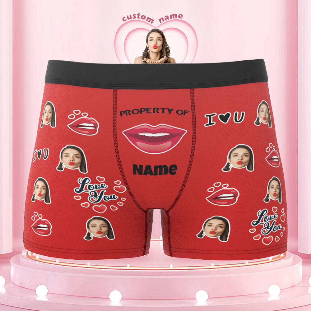 Customized Boxer Briefs Love You Property of Name Men's Personalised Underwear Funny Gift - FaceBoxerUK