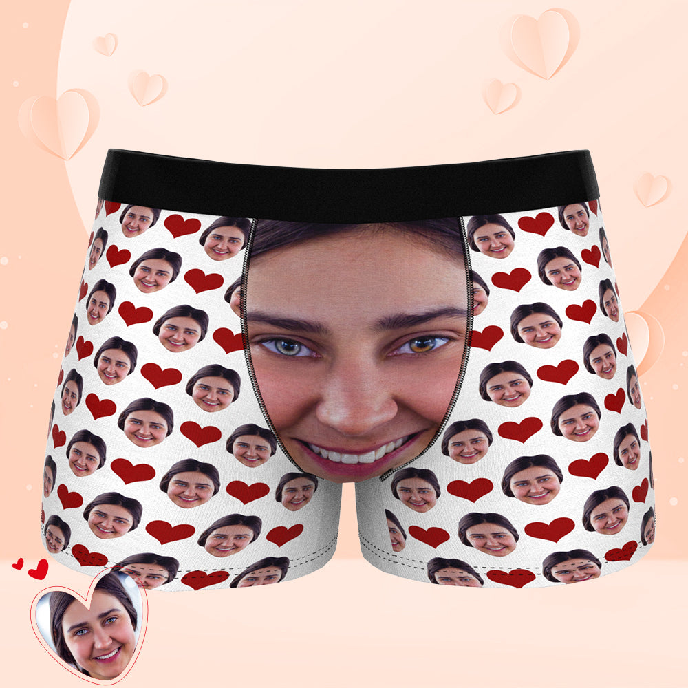 Custom Face Man Boxer Shorts Love Heart