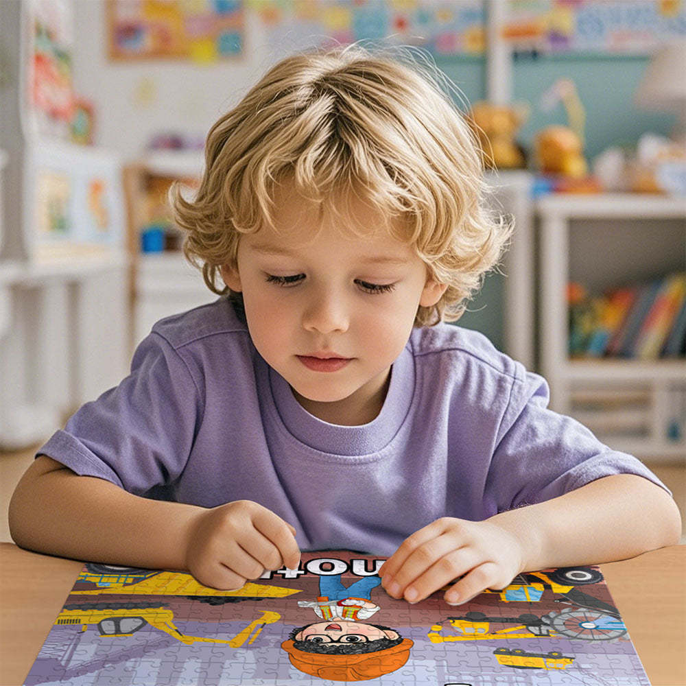 Personalized Construction Jigsaw Puzzle - Custom Puzzle Gift for Kids, Construction Birthday Party Gifts - Get Photo Blanket