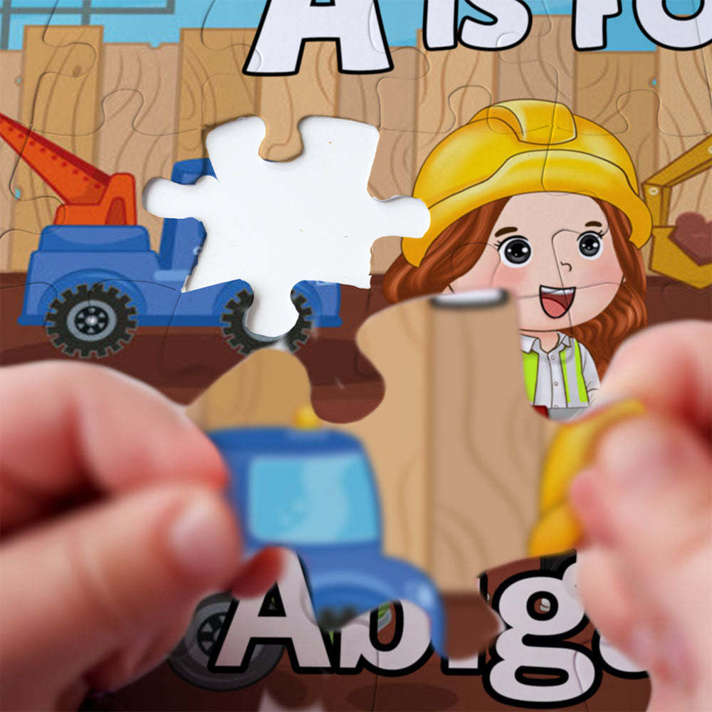 Personalized Construction Jigsaw Puzzle - Custom Puzzle Gift for Kids, Construction Birthday Party Gifts - Get Photo Blanket