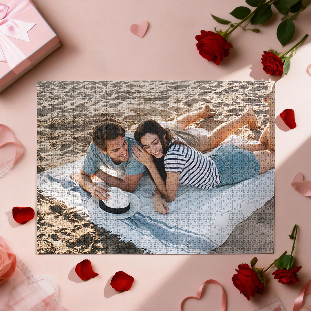 Personalized Photo Jigsaw Puzzle with LOVE-Shaped Piece | Romantic Custom Puzzle Gift - FaceBoxerUK