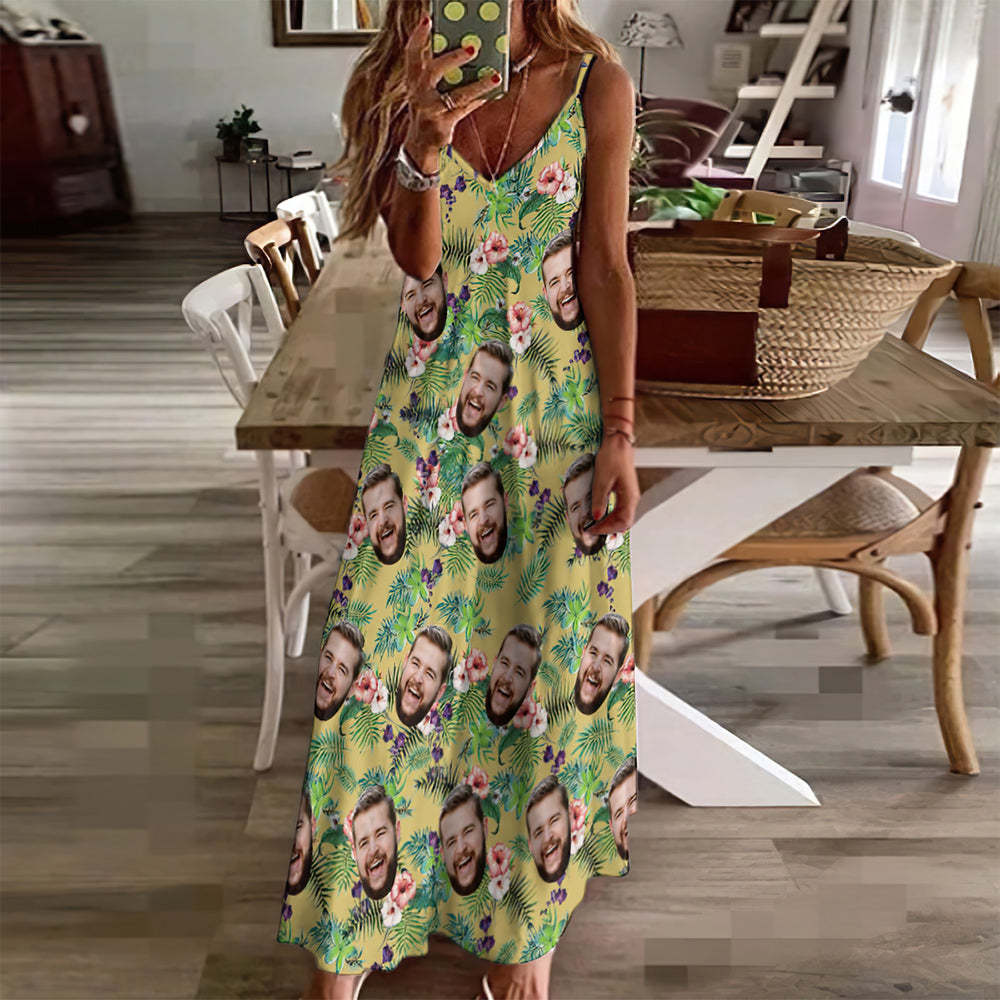 Custom Couple Hawaiian Style Long Dress & Men Shirt For Couple - FaceBoxerUK