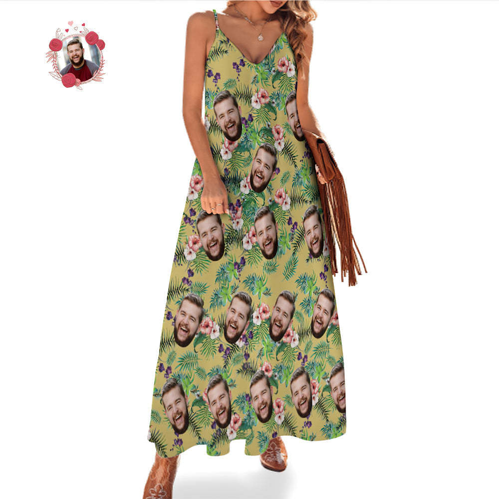 Custom Couple Hawaiian Style Long Dress & Men Shirt For Couple - FaceBoxerUK
