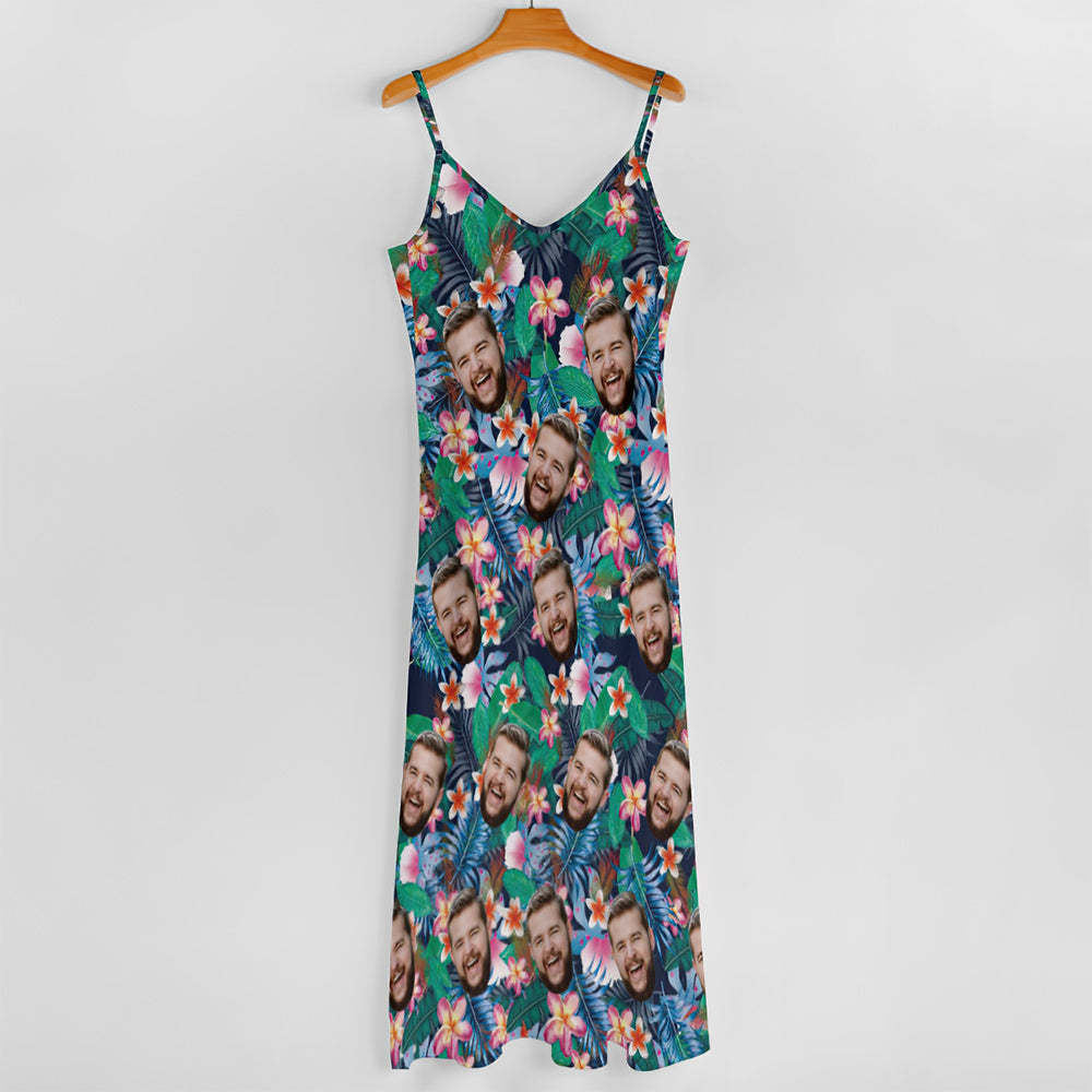 Custom Couple Hawaiian Style Women Long Dress & Men Hawaiian Shirts Gift For Couple - FaceBoxerUK