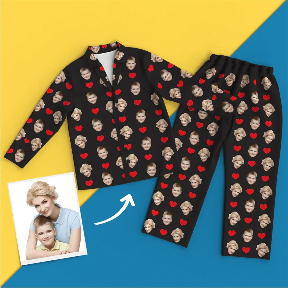 Custom Face Heart Pyjamas Gift for Mum - Mother's Day Gift
