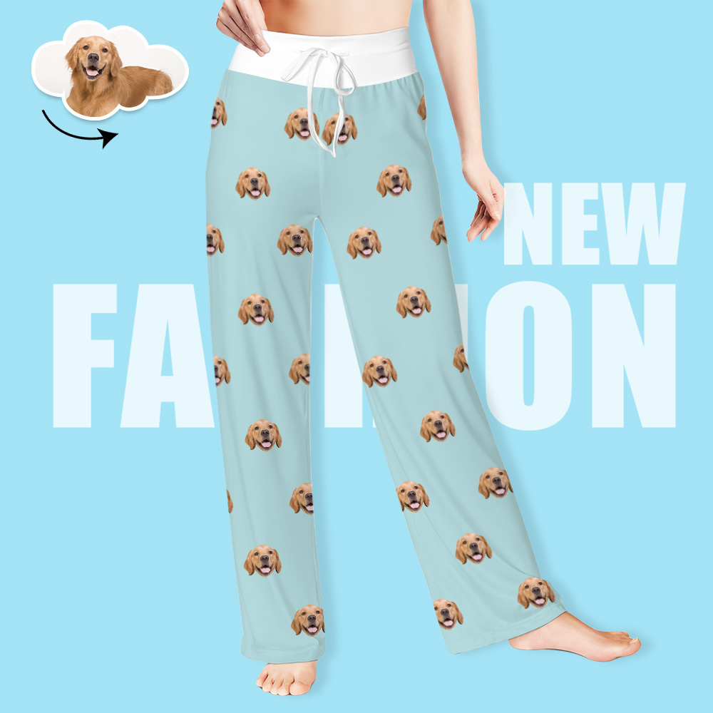 Custom Pet Face Pants Ladie's Loose Wide-leg Pants Multiple Color Options