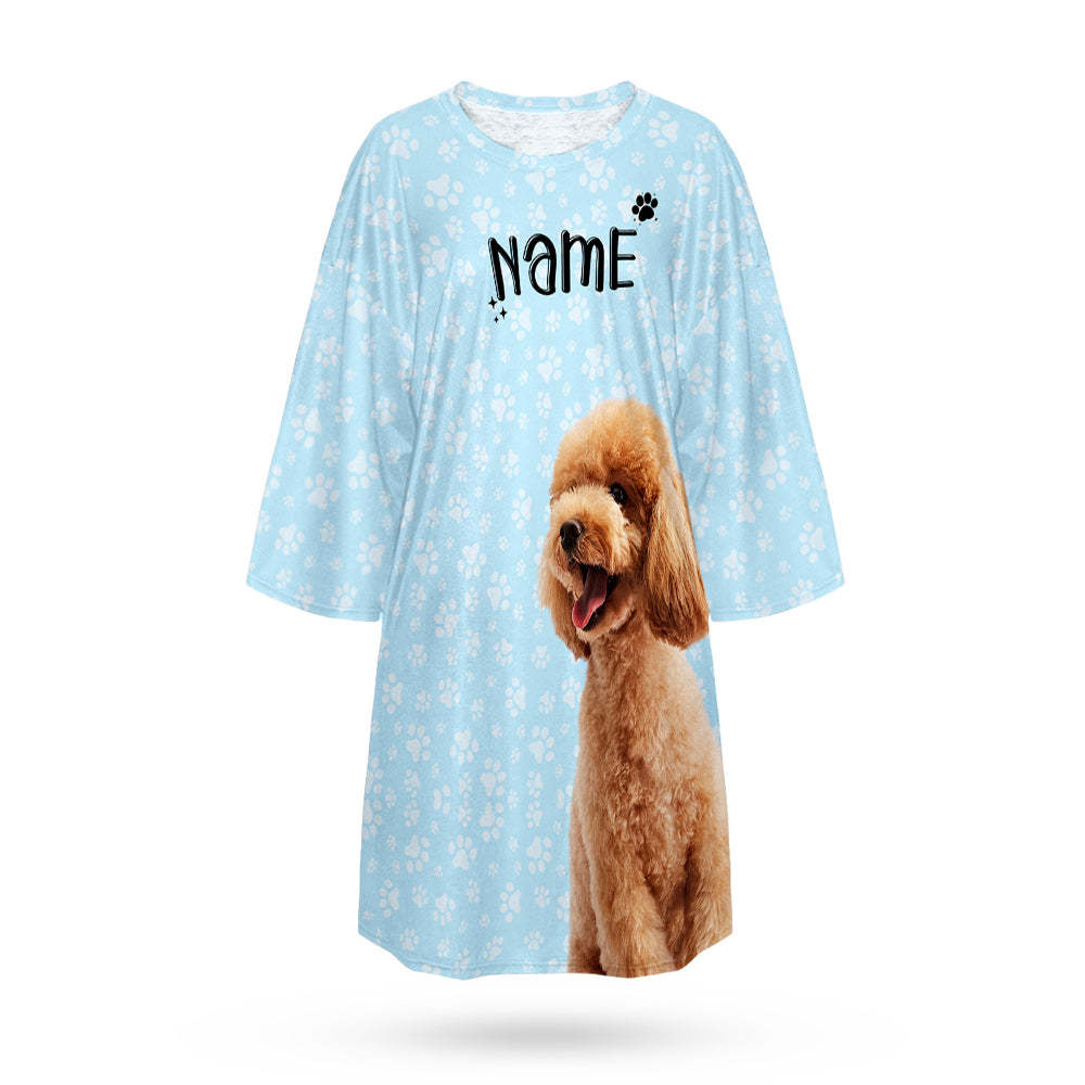 Custom Photo And Name Nightdress Personalised Women's Oversized Nightshirt Footprint Gifts For Her - FaceBoxerUK