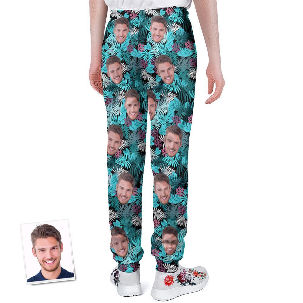 Custom Face Sweatpants Personalised Leaves Design Unisex Joggers - FaceBoxerUK