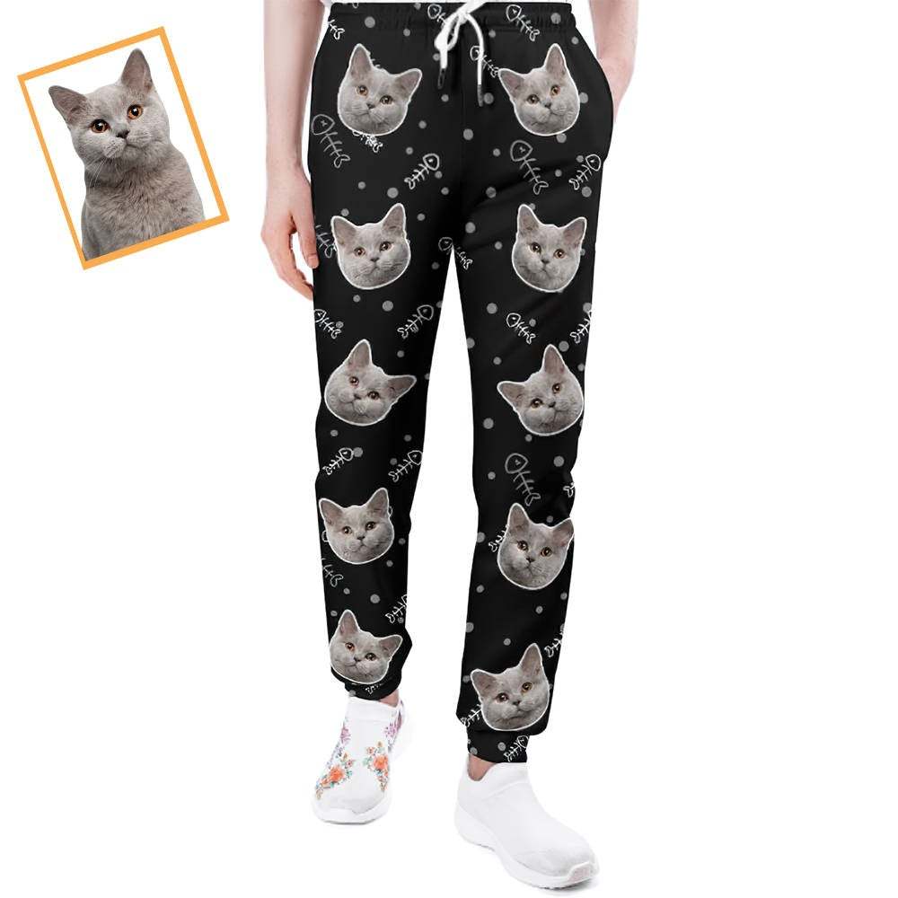Custom Cat Face Sweatpants Unisex Joggers Gift For Pet Lovers - FaceBoxerUK