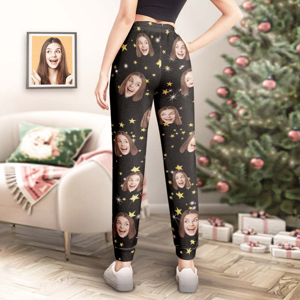 Custom Face Sweatpants Christmas Stars Personalised Unisex Joggers Funny Christmas Gift - FaceBoxerUK