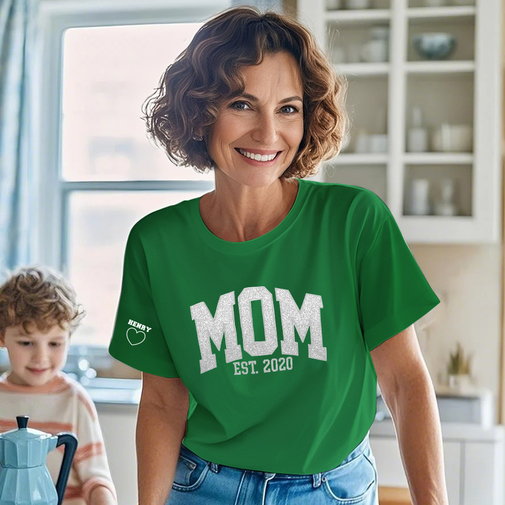 Custom Embroidered Glitter Vinyl MAMA Sweatshirt-Gift For Mum & Grandma Mother's Day Gifts