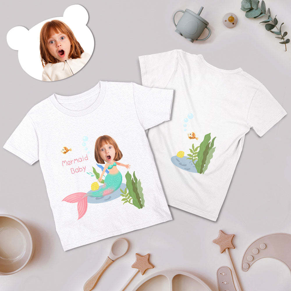Custom Face T-shirt Mermaid Family Shirt Mother's Day Matching Shirt