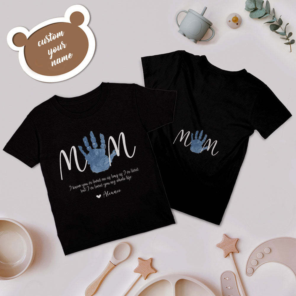 Custom Name T-shirt Handprint Matching Shirt Best Gift for Mother's Day
