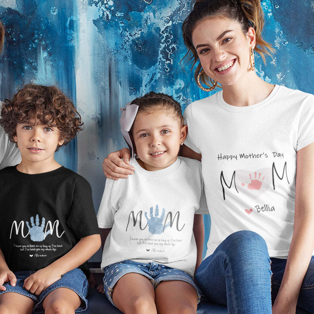 Custom Name T-shirt Handprint Matching Shirt Best Gift for Mother's Day