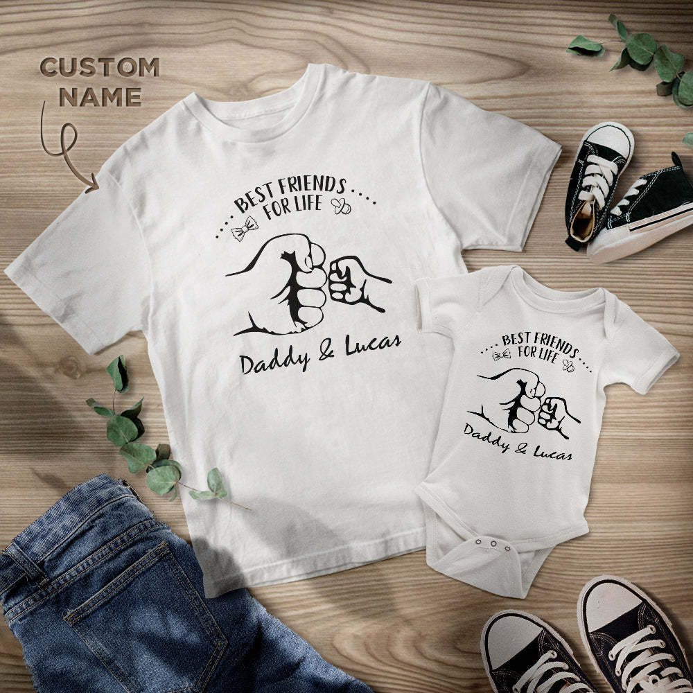 Custom Name Shirt Personalised Daddy And Baby Matching Outfits Best Friends For Life Father's Day Gifts