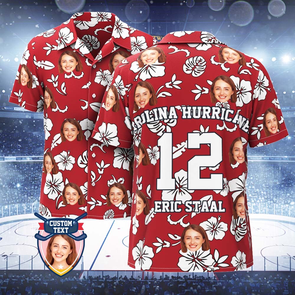 Custom Printed Hawaiian Shirt for Fans Personalized Face and Text Hawaiian Shirt Gift for fans - White Flowers Design