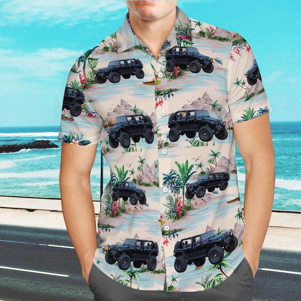 Upload Car Photo Custom Photo Hawaiian Shirts Mountains and Rivers Aloha Beach Shirt For Men - FaceBoxerUK