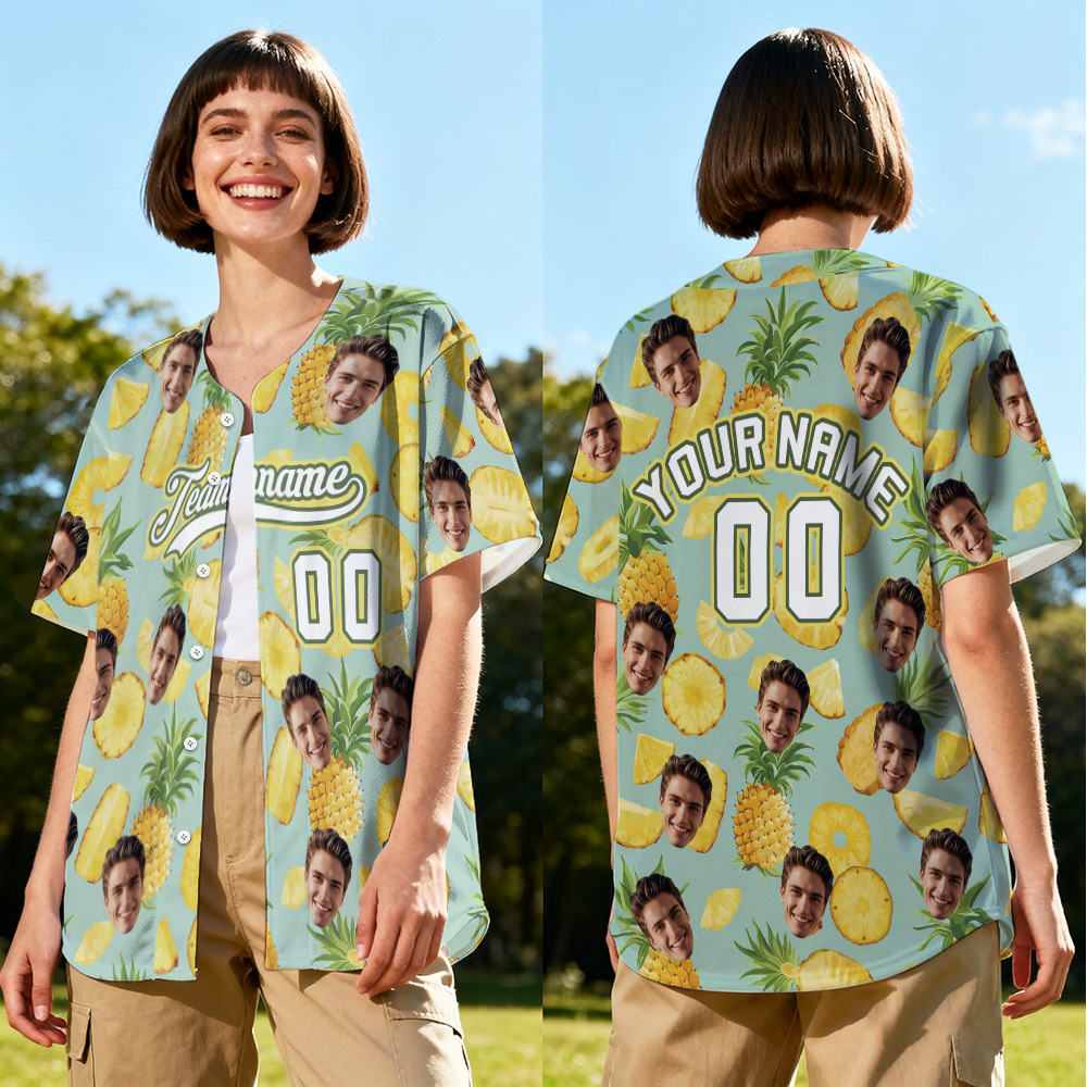 Personalized Hawaii Floral Shirt for Women Custom Hawaiian Baseball Jersey with Face Teamname Name Number