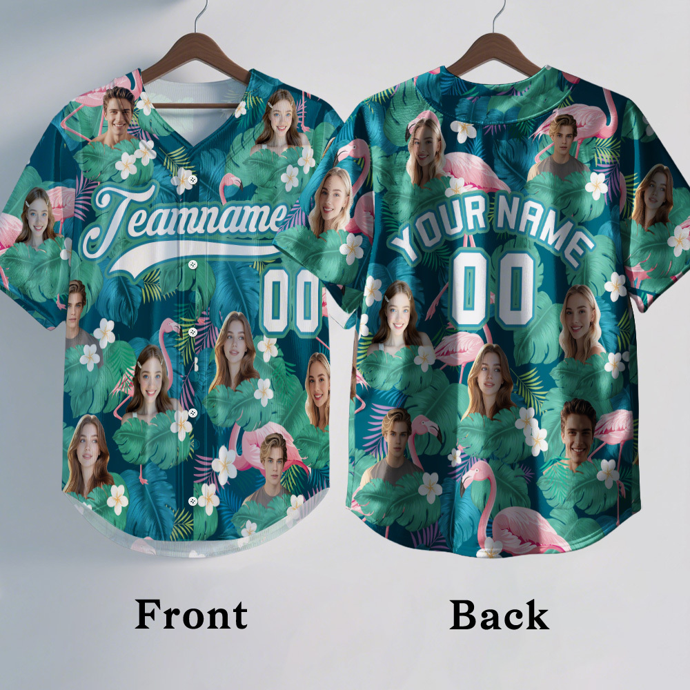 Personalized Hawaii Floral Shirt for Kids Custom Hawaiian Baseball Jersey with Face Teamname Name Number