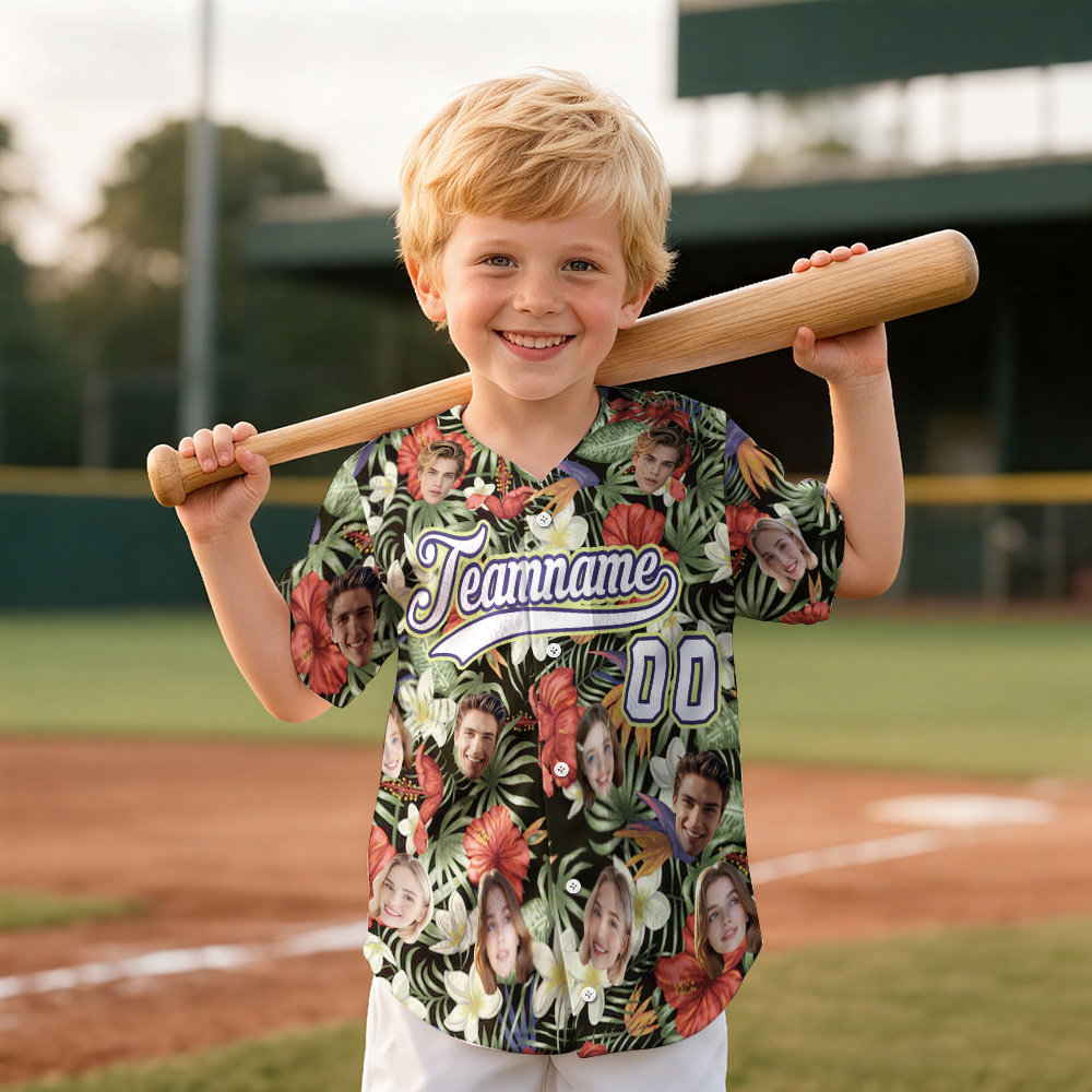 Personalized Hawaii Floral Shirt for Women Custom Hawaiian Baseball Je