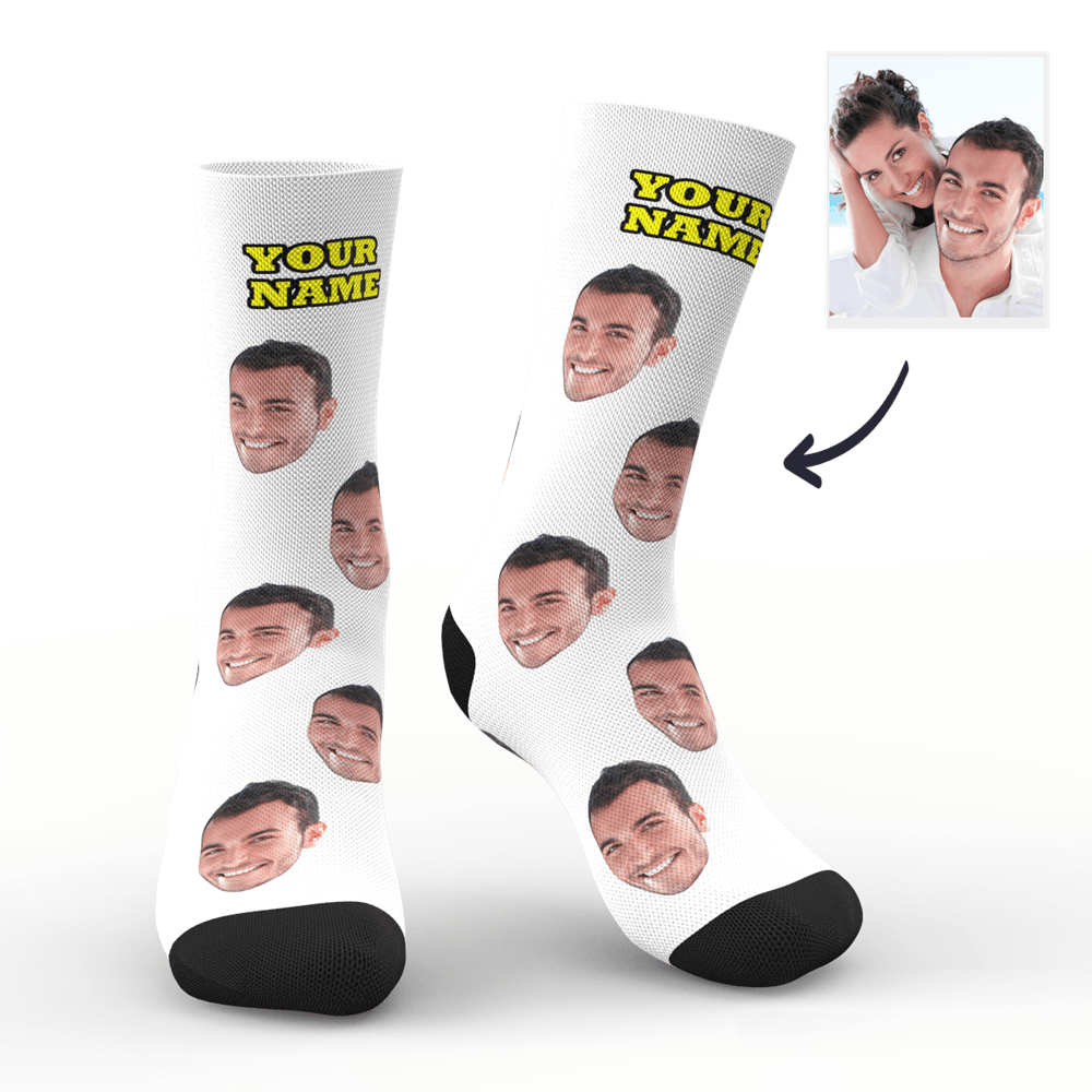 Custom Face Socks With Your Text - Faceboxeruk