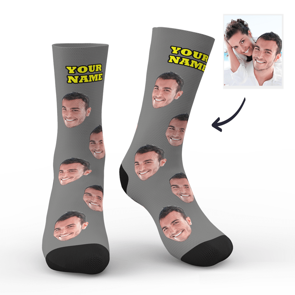 Custom Face Socks With Your Text - Faceboxeruk