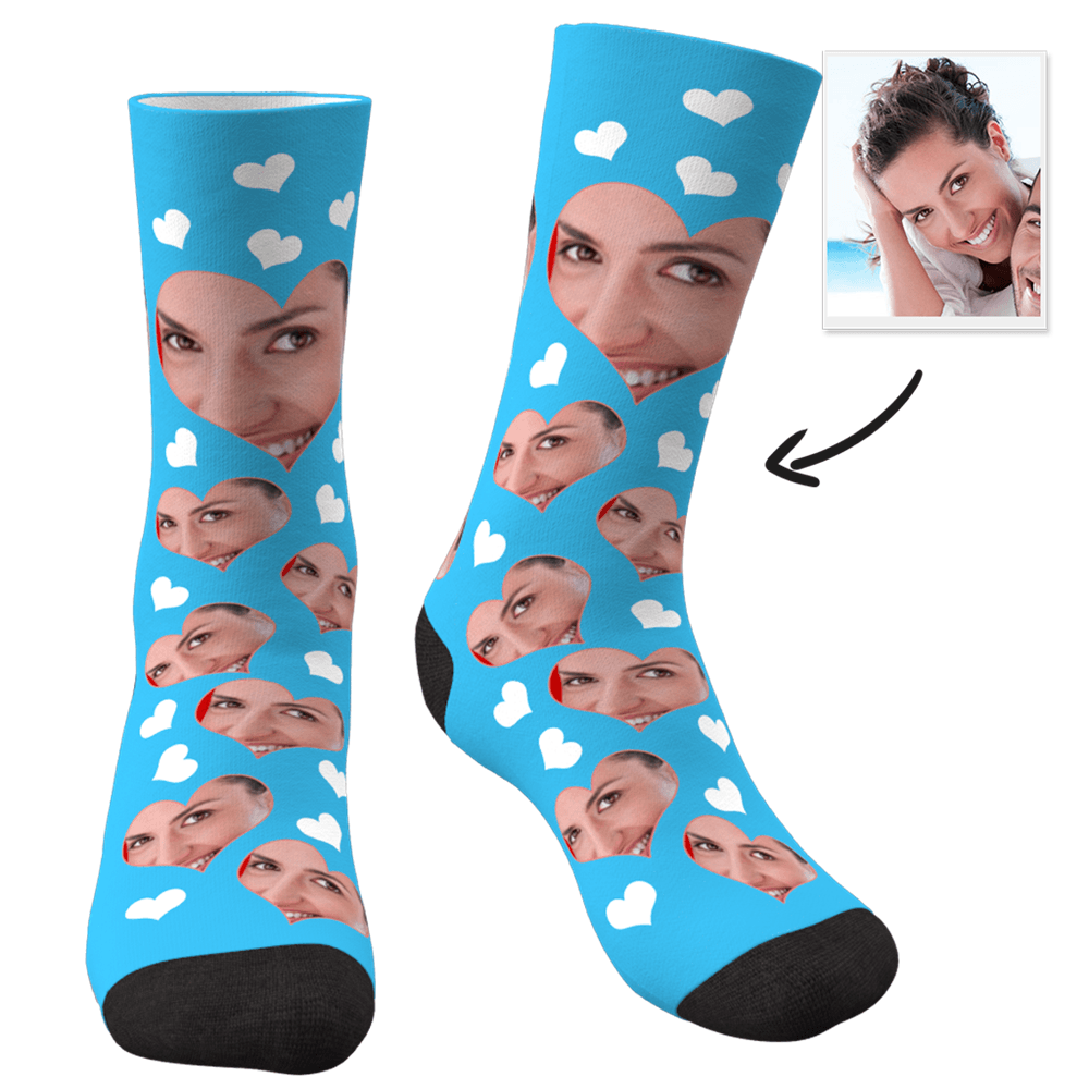 Custom Face Socks Love Heart - Facesboxeruk