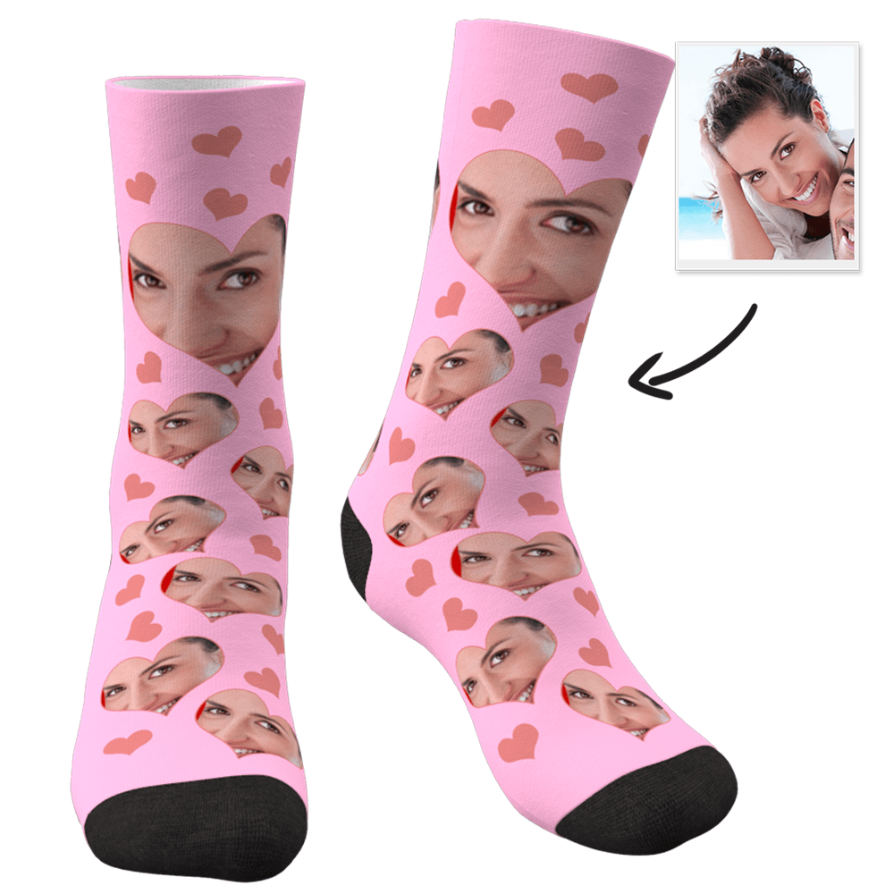 Custom Face Socks Love Heart - Facesboxeruk