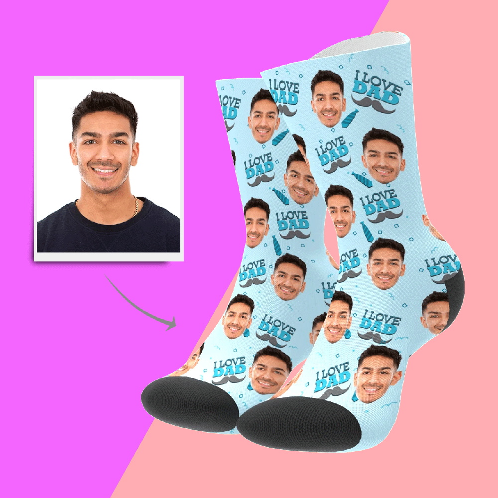 Custom I Love Dad Socks With Your Text - faceboxeruk