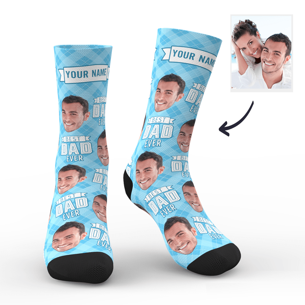 Custom Best Dad Ever Socks With Your Text - Facesboxeruk