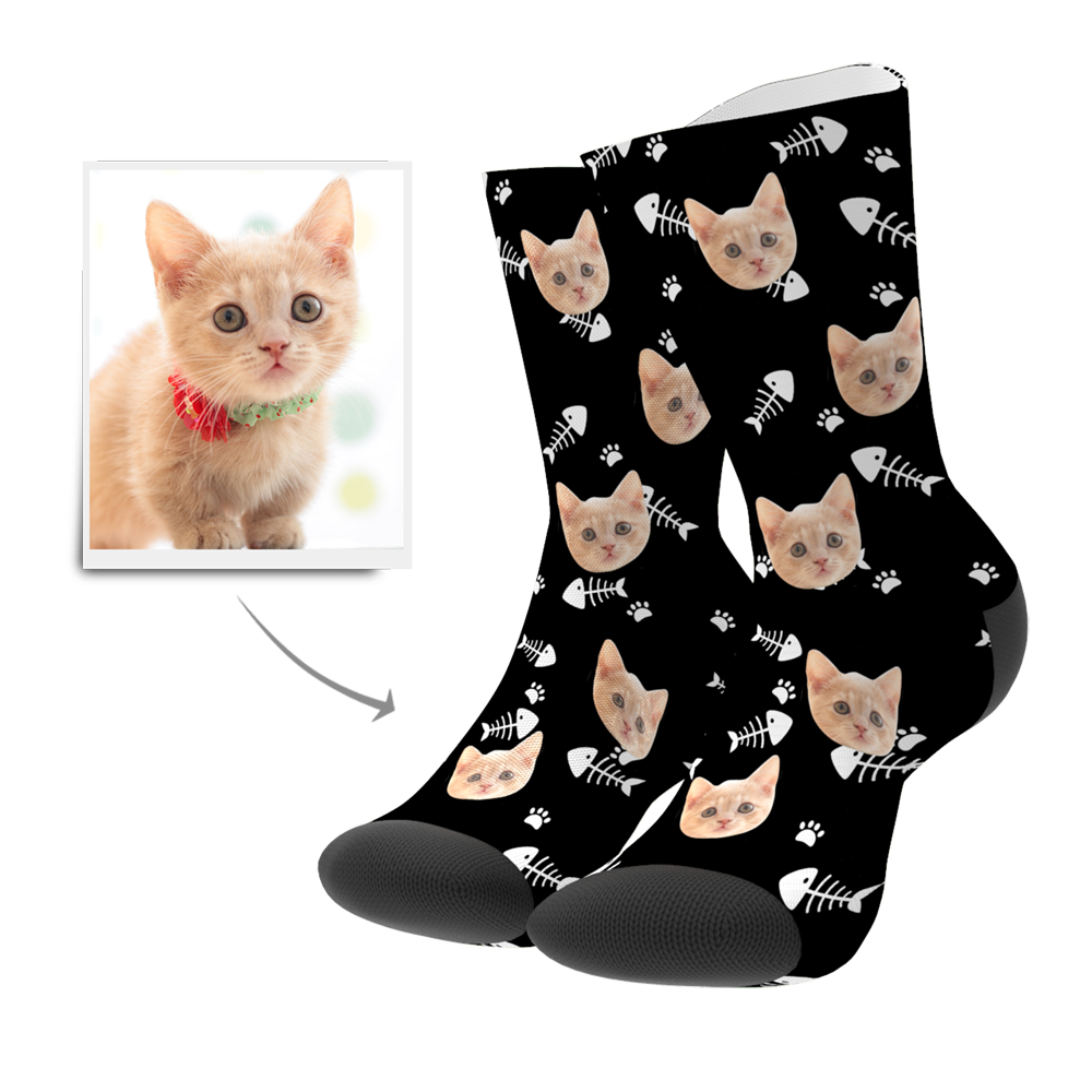 Custom Cat Socks With Your Text - Facesboxeruk