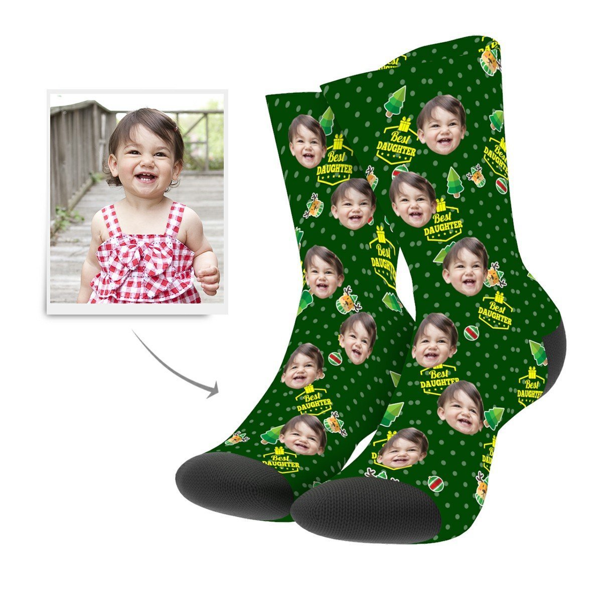 Christmas Custom Daughter Socks - Facesboxeruk