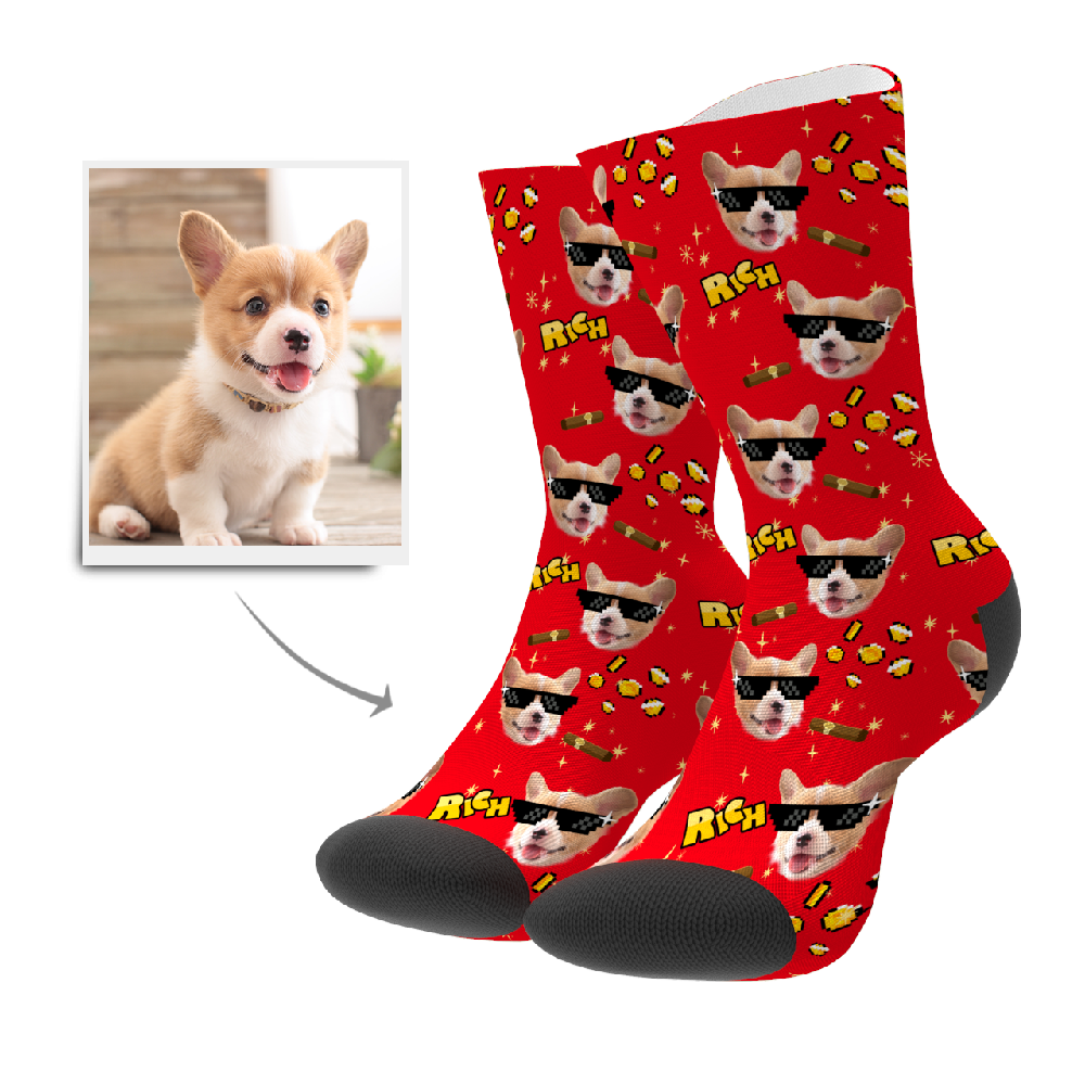 Custom Rich Dog Socks - Facesboxeruk