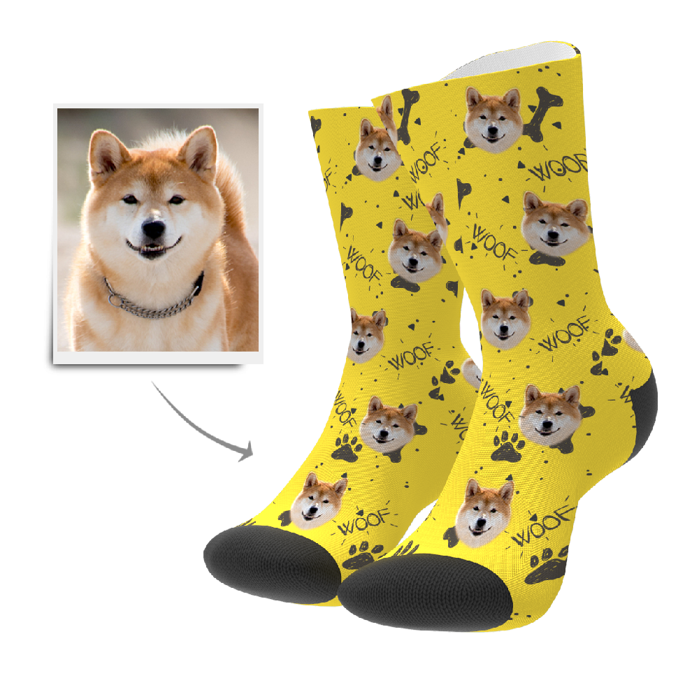 Custom Woof Dog Socks - Facesboxeruk