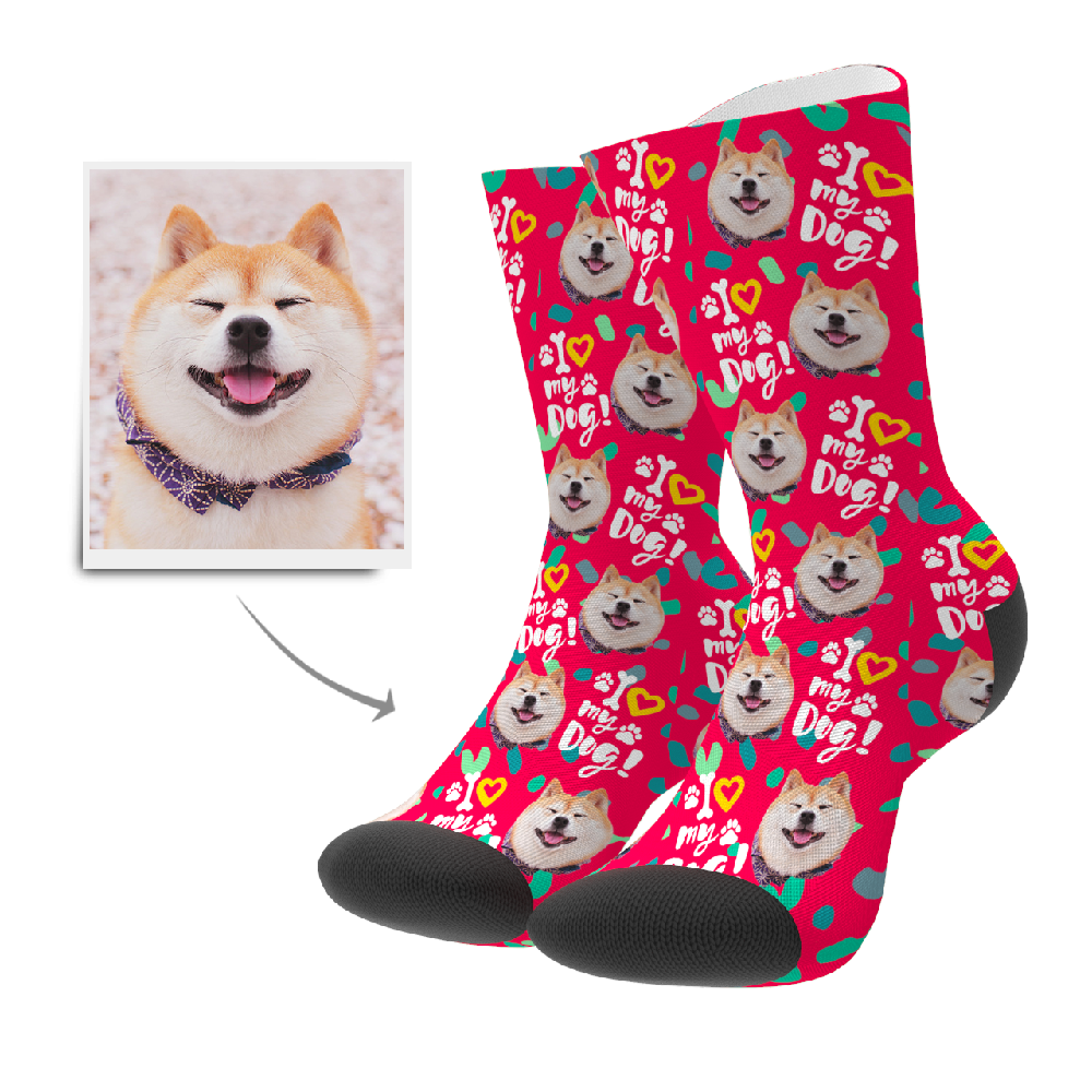 Custom Love Dog Socks - Facesboxeruk