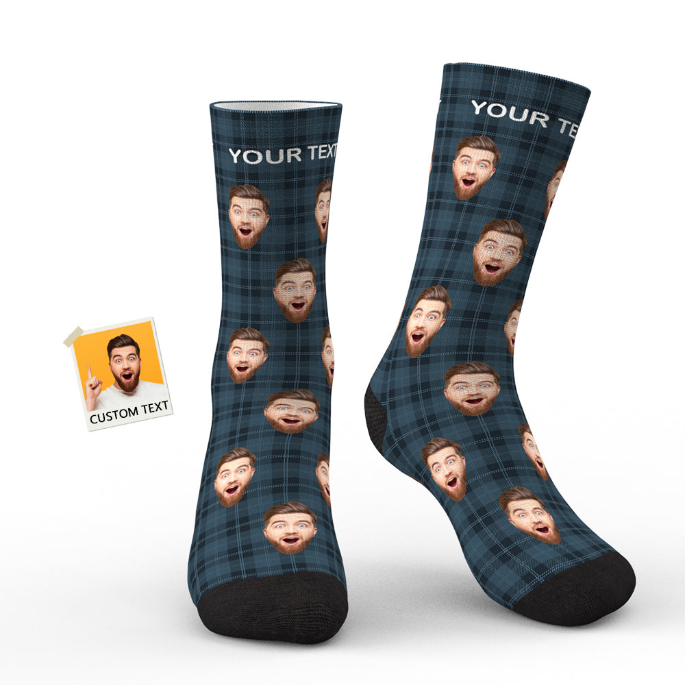 Custom Face Plaid Personalised Photo Socks