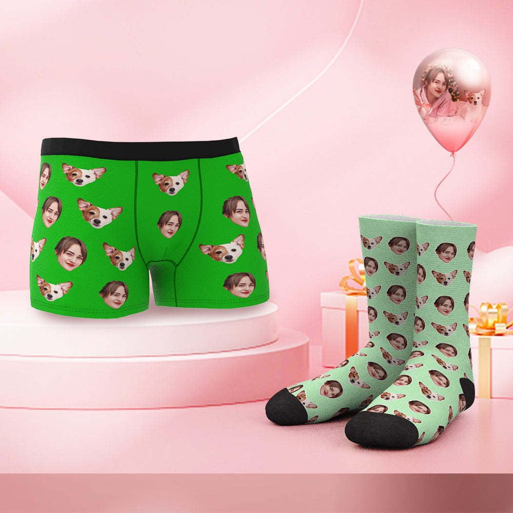 Custom Face Boxer Shorts And Socks Set YOU AND ME - FaceBoxerUK