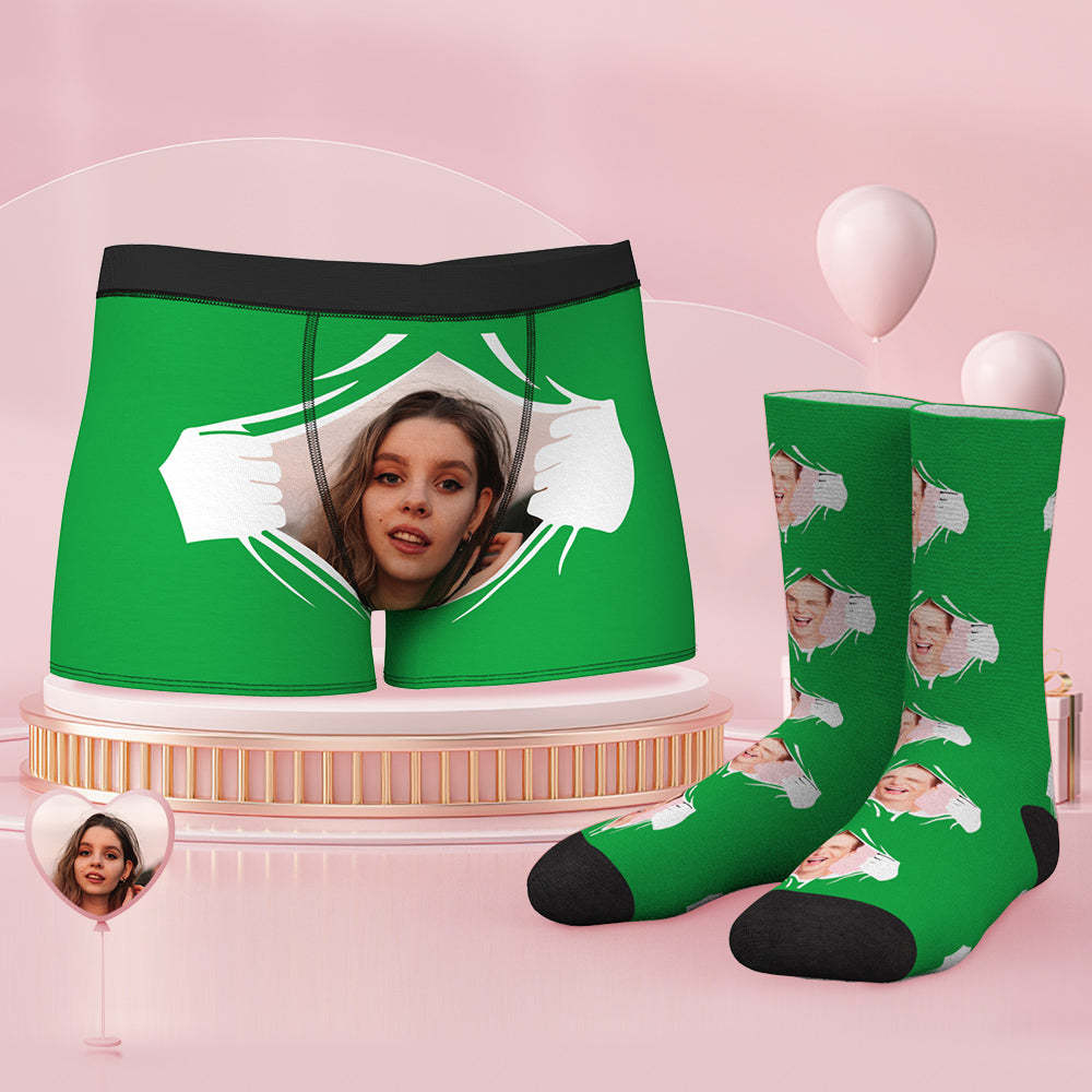 Custom Face Boxer Shorts And Socks Set - FaceBoxerUK