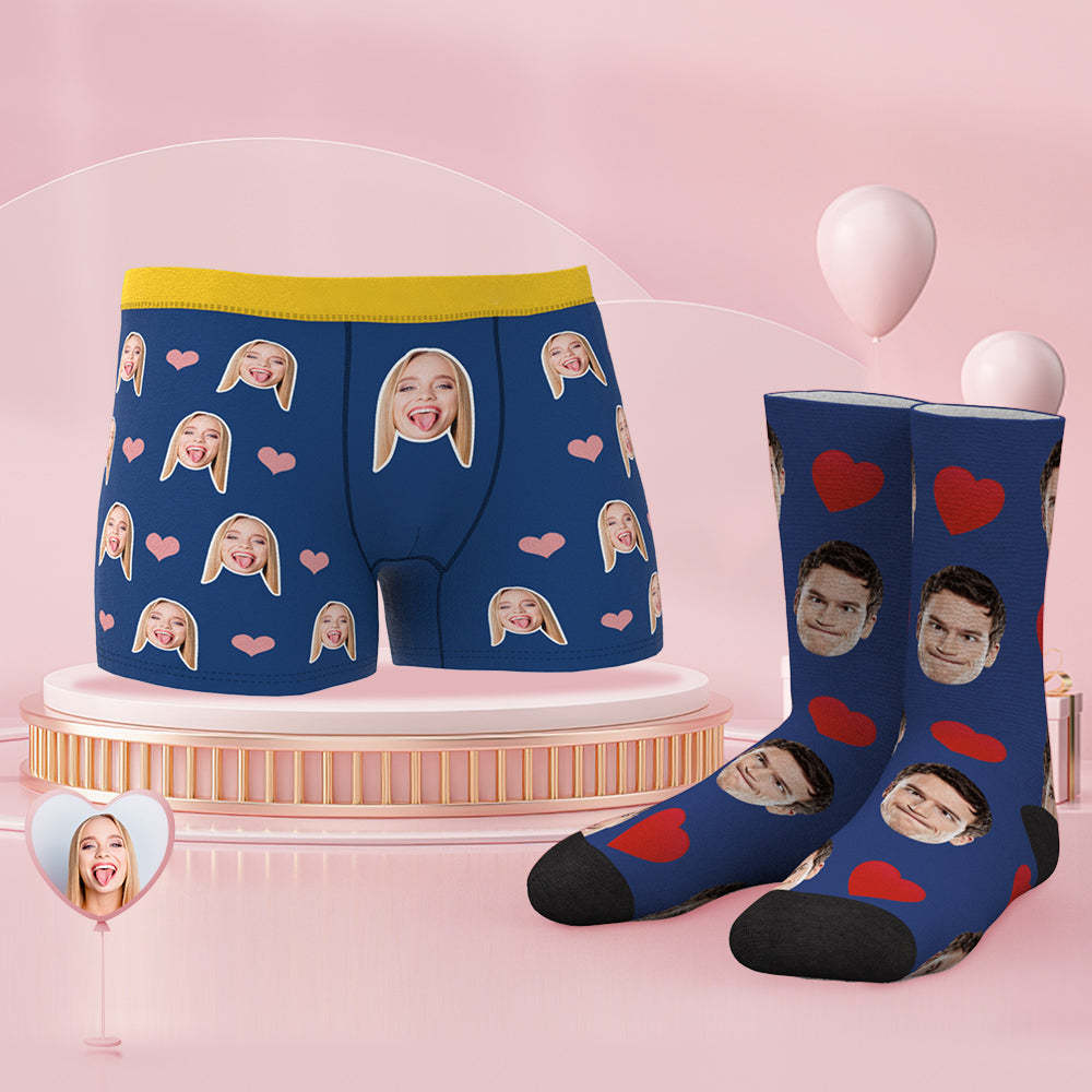 Custom Face Boxer Shorts And Socks Set Best Couple's Gift - FaceBoxerUK