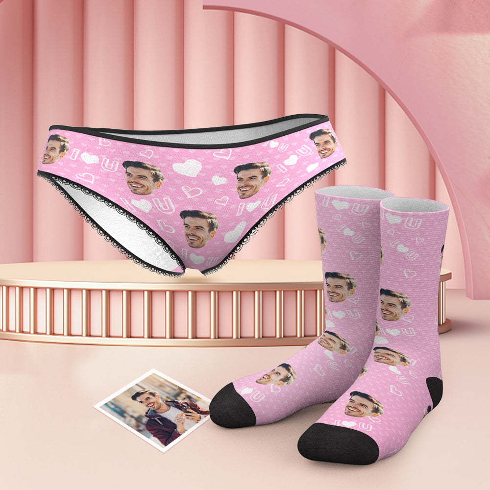 Custom Face Panties And Socks Set - I Love You - FaceBoxerUK