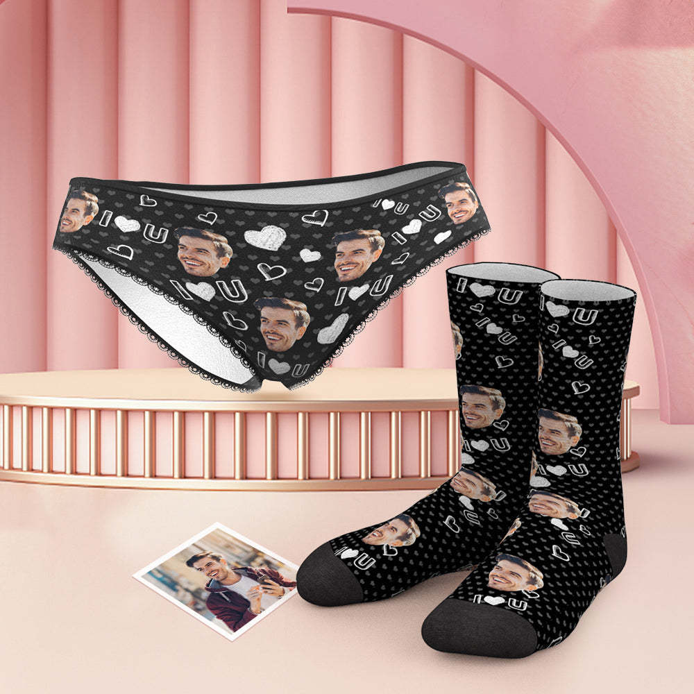 Custom Face Panties And Socks Set - I Love You - FaceBoxerUK