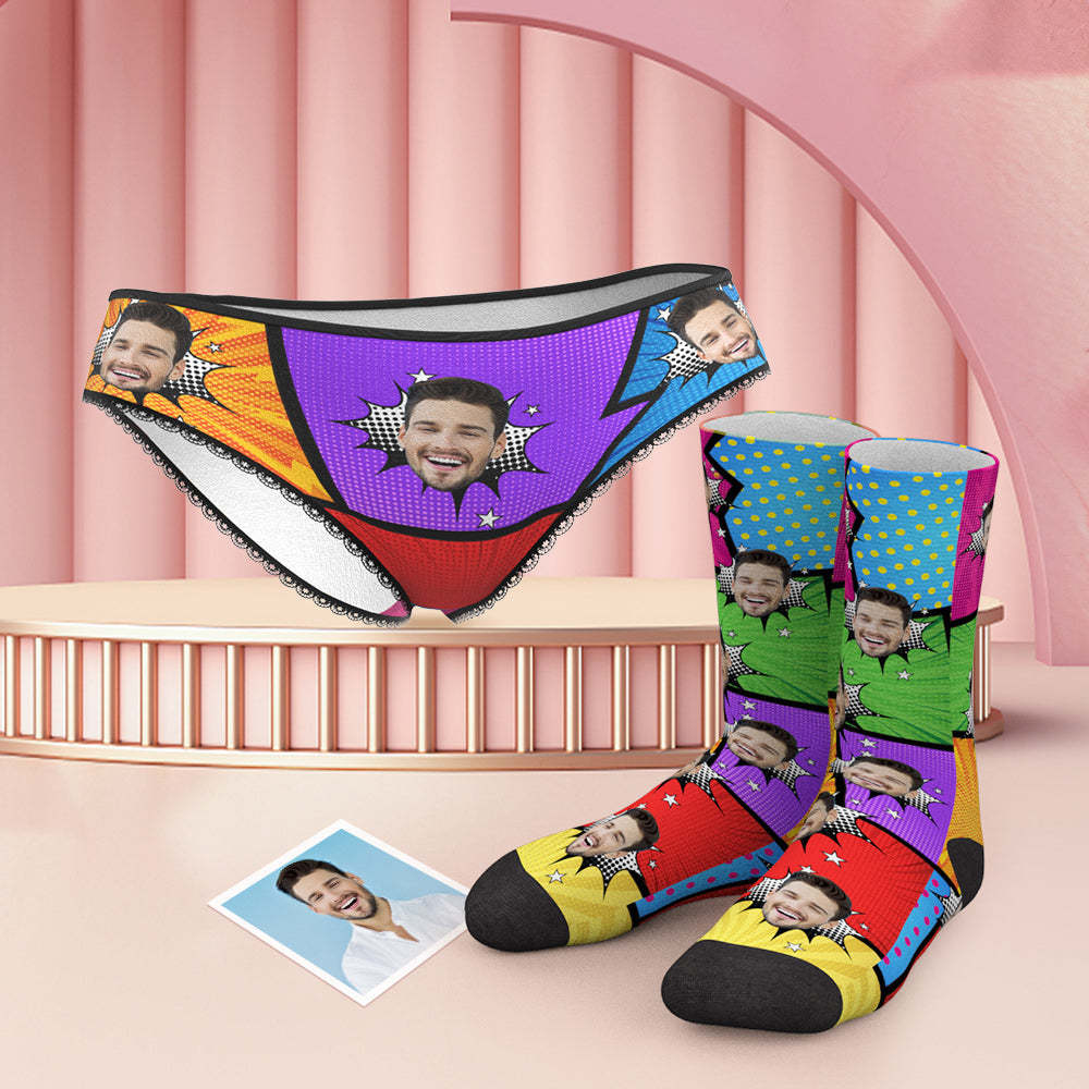 Custom Face Funny Comics Panties And Socks Set - FaceBoxerUK