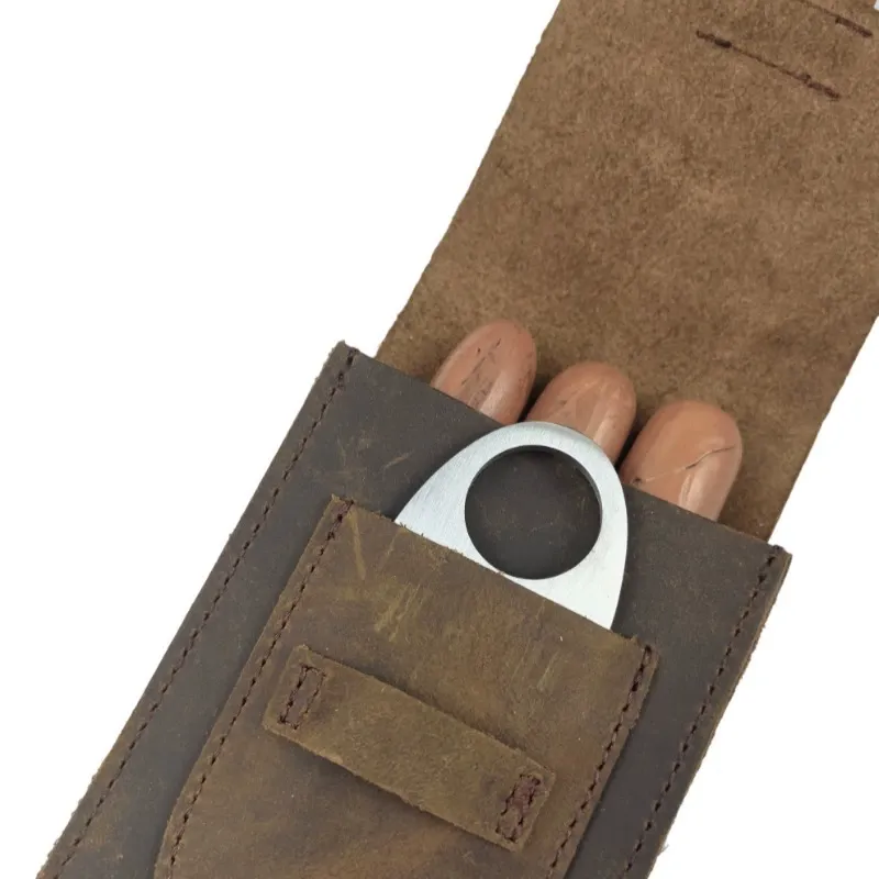 Personalised Leather Cigar Pouch – Holds 3 Cigars, Ideal Gift for Him - FaceBoxerUK