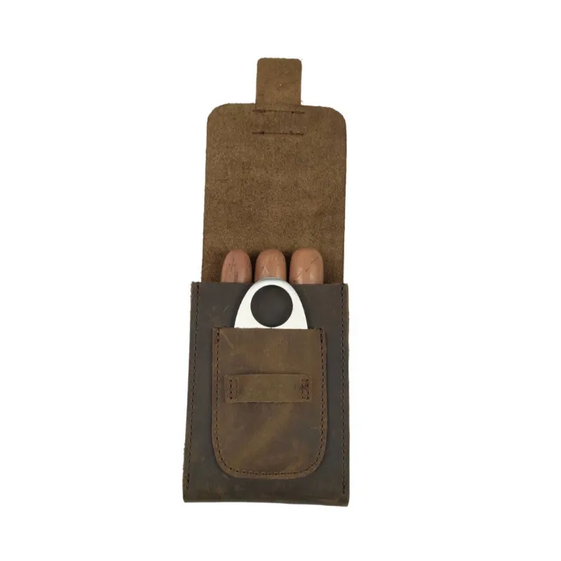 Personalised Leather Cigar Pouch – Holds 3 Cigars, Ideal Gift for Him - FaceBoxerUK