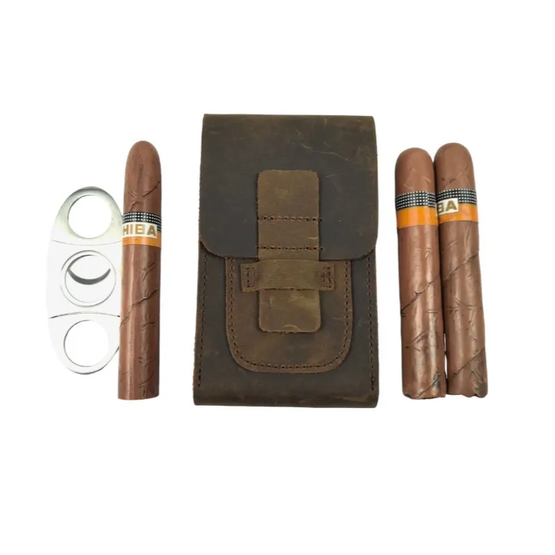 Personalised Leather Cigar Pouch – Holds 3 Cigars, Ideal Gift for Him - FaceBoxerUK