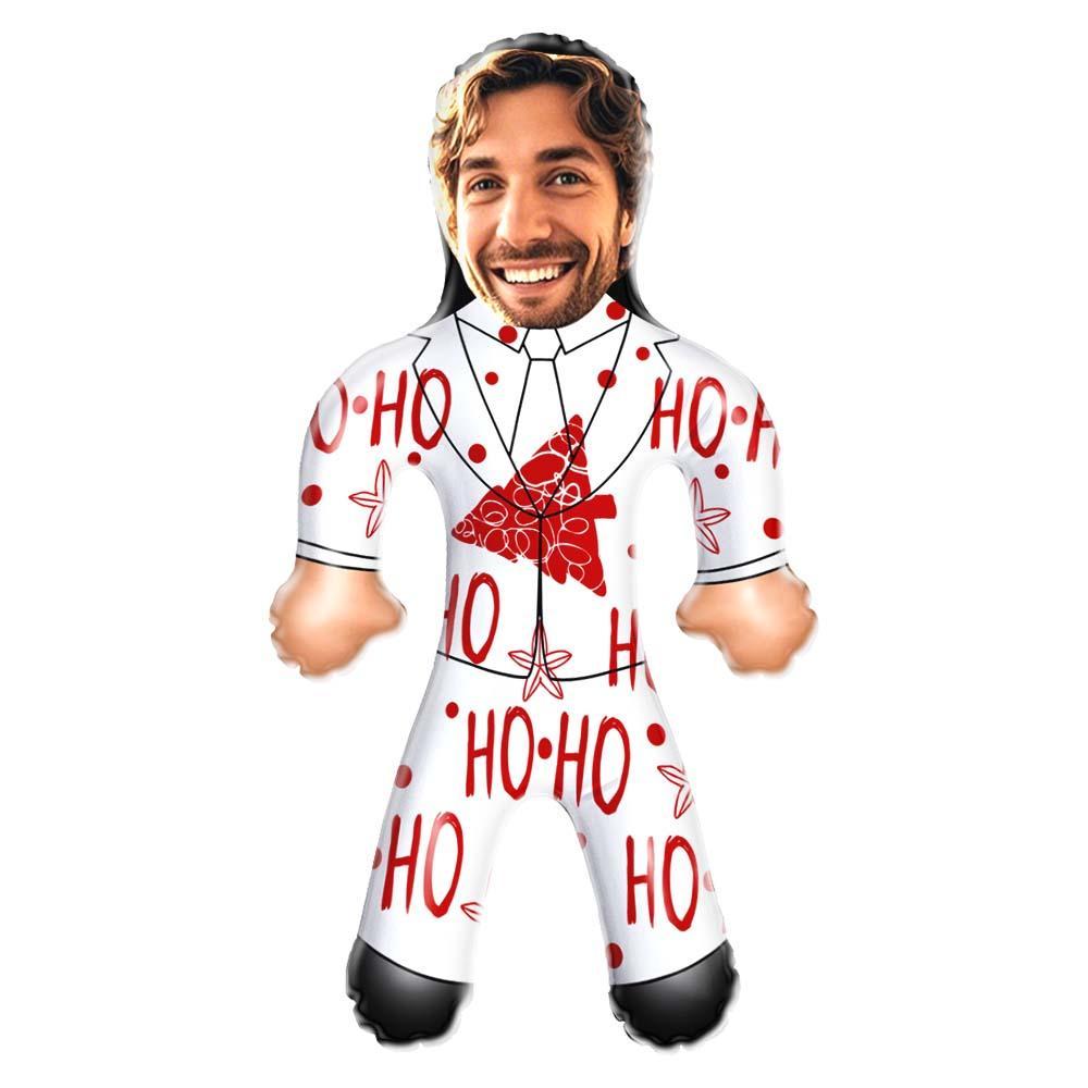 Custom Blow Up Doll Custom Face Christmas Air Minime Doll Funny Inflatable Doll - White Christmas Suit - FaceBoxerUK